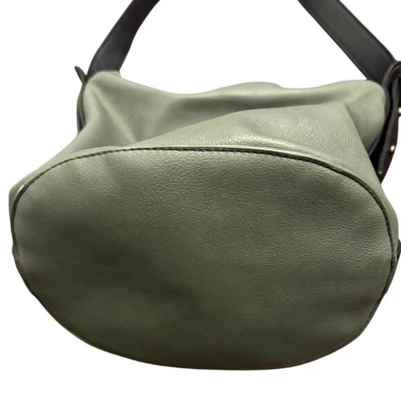 By Anthropologie Women's Green Black Solid Genuine Leather Shoulder Handbags - Picture 10 of 10